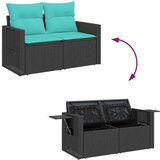 vidaXL Vrtna garnitura - 7-dijelni set vrtnih sofa od poliratana s jastucima crni - Crna sa spremištem 1 | shoptok.hr