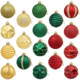  Set božićnih kuglica 36 kom. Crvena, zlatna i zelena 6 cm | shoptok.hr