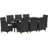 vidaXL Set od 9 vrtnih stolica s jastučićima crni poli ratan | shoptok.hr