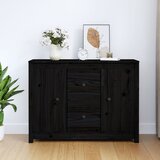 The Living Store Komoda črna 100x35x74 cm trdna borovina - Komoda, (21662357) | Shoptok.si