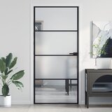 vidaXL Notranja vrata ozka črna 93x201,5 cm kaljeno steklo in aluminij Cene