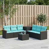  Set sofe 8 kom. Crna i Plava Poli Rattan i čelik | shoptok.hr