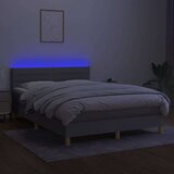  Box spring postelja z vzmetnico LED sv. siva 140x200 cm blago, (20789470) | Shoptok.si