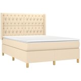 Krevet box spring s madracem LED krem 140x200 cm od tkanine | Eponuda.com