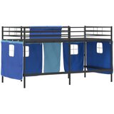  Krevet na kat za djecu s zavjesama Crna i Plava 90 x 200 cm | shoptok.hr