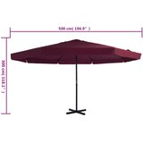  Vrtni suncobran s aluminijskom šipkom 500 cm bordo | shoptok.hr