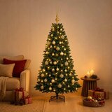  Umjetno božićno drvce s kuglicama 150 cm 150 LED lampica - 150 cm s LED žaruljama i zlatnim kuglicama | shoptok.hr