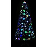  Božićno drvce s LED pahuljama crno 150 cm od optičkih vlakana | shoptok.hr