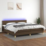 The Living Store Box spring postelja z vzmetnico LED temno rjava 200x200cm blago - Box Spring Postelja, (21516444) Cene