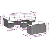  10-dijelni set vrtnih sofa s jastucima crni od poliratana | shoptok.hr