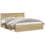 vidaXL konstrukcija postelje sonoma 180 x 200 cm masivno borovo les, (5000103408) | Shoptok.si