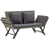 vidaXL Vrtna klop z blazinami siva 176 cm poli ratan | Shoptok.si