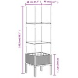  Vrtna sadilica s rešetkom svjetlosiva 40 x 40 x 142,5 cm PP | shoptok.hr
