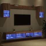  stenske enote z LED z LED lučmi 6 pcs Umetni hrast Konstruiran les, (5000132259) | Shoptok.si