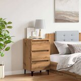 vidaXL Nočna omarica s kovinskimi nogami artisan hrast 40x35x69 cm | Shoptok.si