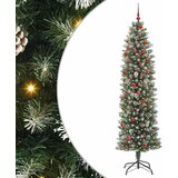 vidaXL Umjetno vitko božićno drvce s stalakom Zelena i bijela 210 cm | shoptok.hr