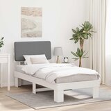 vidaXL Posteljni okvir z oblazinjenim vzglavjem Svetlo siva | Shoptok.si