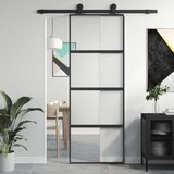  Klizna vrata crna 76x205 cm od kaljenog stakla i aluminija | shoptok.hr