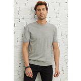 ALTINYILDIZ CLASSICS Men's Gray Standard Fit Normal Cut Crew Neck 100% Cotton Short Sleeve Knitwear T-Shirt. Cene