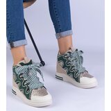 Gemre Green sneakers with thick laces and glitter Gralina | Shoptok.si