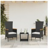 vidaXL 3-dijelni vrtni blagovaonski set s jastucima od poliratana crni | shoptok.hr