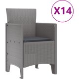 vidaXL 15-delni vrtni jedilni set z blazinami svetlo siv poli ratan | Shoptok.si
