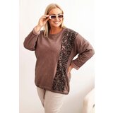 Kesi Włoski Women's Plus Size washed hoodie with a print graphite Cene