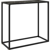 The Living Store Konzolna mizica črna 80x35x75 cm kaljeno steklo - Konzolna Mizica, (21835757) Cene