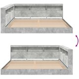 Krevet s policama Beton siva 180 x 200 cm Konstruirano drvo | shoptok.hr