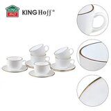 Kinghoff KH-1930 set skodelic s krožniki, 12 delov, 220 ml, bela-zlata Cene