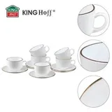 KH-1930 set skodelic s krožniki, 12 delov, 220 ml, bela-zlata