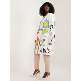Fashion Hunters Cream long oversize jacket with print