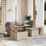 The Living Store Vrtna sedežna garnitura 6-delna z blazinami bež poli ratan - Vrtna Sedežna Garniture, (21476647) | Shoptok.si