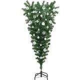 vidaXL Umetno obrnjen božični drevesec s setom kroglic Zelena 150 cm | Shoptok.si