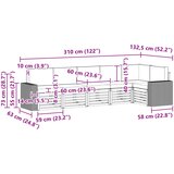  Set vanjskih sofa 6 kom. Prirodna i antracit Poliester Bijela 310 x 132,5 x 73 cm | shoptok.hr
