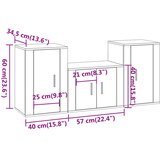  3-dijelni set TV ormarića boja hrasta sonome konstruirano drvo Siva | Shoptok.si