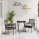  3-delni vrtni bistro set s blazinami črn poli ratan, (22015377) Cene
