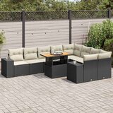 vidaXL 10-dijelni set vrtnih sofa s jastucima crni poliratana bagrem | shoptok.hr