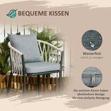 Vrtni namještaj za 2 osobe uključujući 1 stol 2 stolice s jastucima za sjedenje balkonski set čelik siva | shoptok.hr