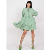 Fashion Hunters Light green boho style dress with a frill Cene