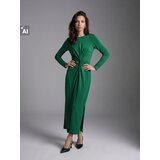 Sinsay Maxi haljina s cirkonima, drapiranjem i ušivenim jastučićima za ramena | shoptok.hr