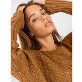 Fashion Hunters OCH BELLA oversize camel sweater with a bateau neckline Cene