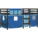 vidaXL Otroški pograd z zavesami moder 90x200 cm trdna borovina | Shoptok.si