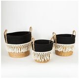  SET 3x slamenih korpi, bež/crna/bela, 25x17x23/28x22x25/35x28x30 cm | Eponuda.com