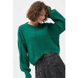 Lafaba Women's Emerald Green Crew Neck Knitwear Sweater Cene