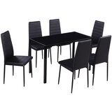  7-dijelni blagovaonski set sa stolom crni | shoptok.hr