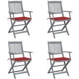 Maison Chic Zložljivi Vrtni Stoli - Stol za vrti 4 kosi z blazinami trden akacijev les JS2978, (21875927) | Shoptok.si