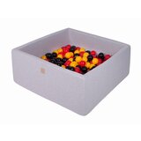MeowBaby Square Ball Pool, 90x90x40 cm s 300 žogami, bombaž, svetlo siva: rumena/rdeča/črna, (21333861) | Shoptok.si