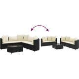  6-dijelni set vrtnih sofa s jastucima crni od poliratana Slike