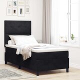 Box spring postelja z vzmetnico in LED črna 90x200 cm žamet, (22081089) | Shoptok.si